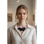 Indigo wawe modern bőr nyaklánc lila gyöngyökkel