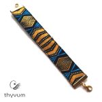 Kék arany mintás textilkarkötő 2