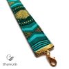 Türkizzöld arany mintás textil karkötő kis méret  