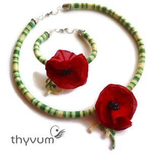 Pipacsvirágom ékszerszett- egyedi, romantikus stílusú textilékszer