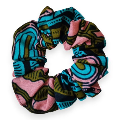 Türkizkék- rózsaszín Scrunchie 