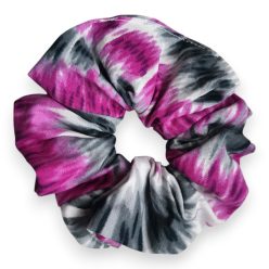 Színes fodros hajgumi- pink batikolt mintás
