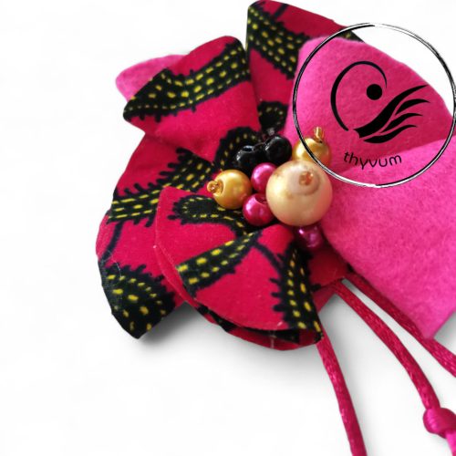 Fodortánc pink afrikai textil kitűző