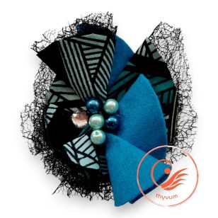 Fodortánc kék csíkos textil kitűző