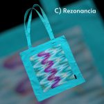 Türkiz színű mintás vászontáskák