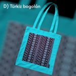 Türkiz színű mintás vászontáskák
