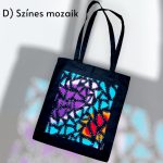 Fekete vászontáskák színes mintákkal