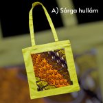 Sárga vászontáskák színes mintákkal